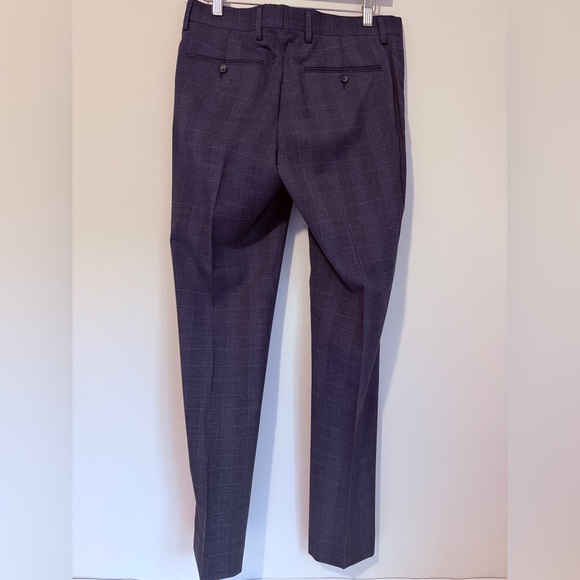 NWOT BANANA REPUBLIC MARZOTTO MENS NAVY BLUE PLAID SLIM FIT DRESS PANTS 💯 WOOL - Picture 2 of 11